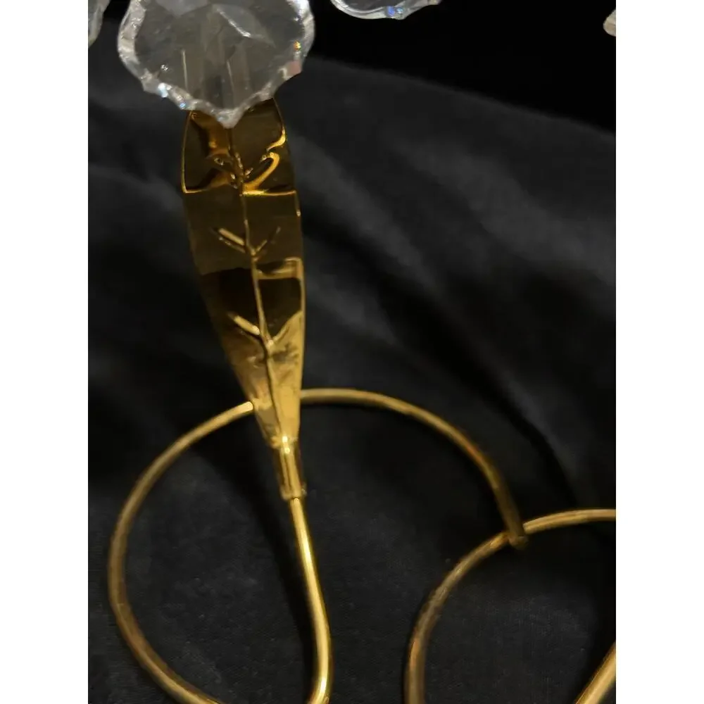 Asfour Egyptian Diamond Crystal Flower 24K Gold-Plated - Set of 2 - 7